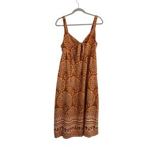 Knox Rose Womens Maxi Dress Boho Size Large Summer Dress Peekaboo Tie Orange